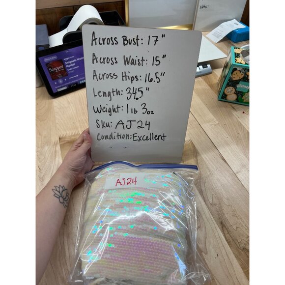 Allegra K Iridescent Sequin Long Sleeve Mini Dress White Size Medium NWT - Picture 13 of 15